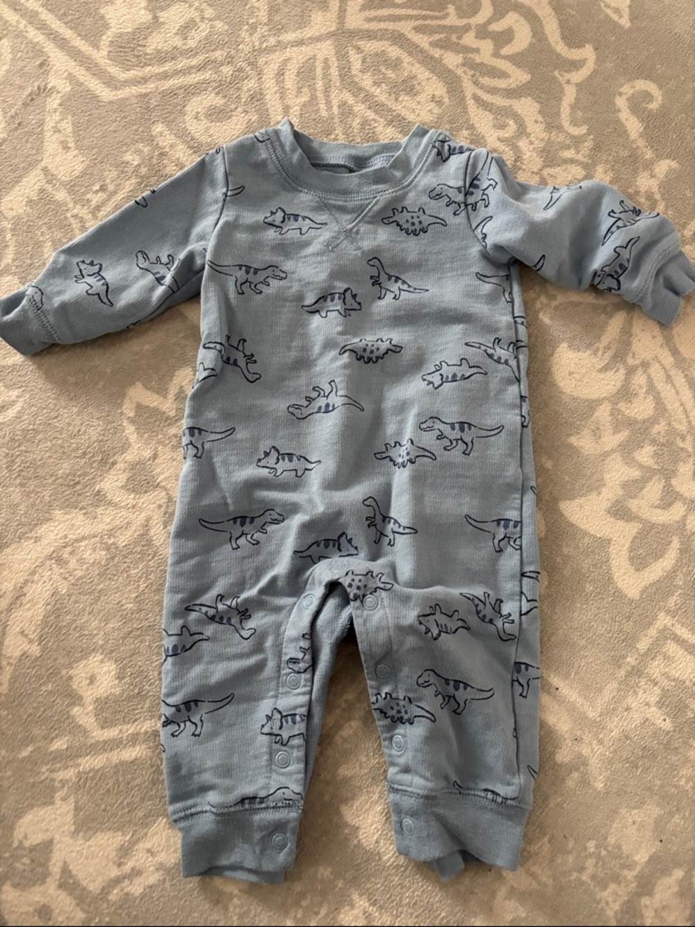 Kids Blue Dinosaur One-Piece Romper